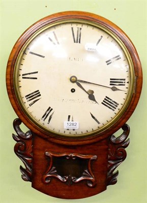 Lot 1282 - A 19th century mahogany drop dial wall clock, single fusee movement