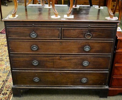 Lot 1321 - George III mahogany four height chest of drawers fitted with dressing slide