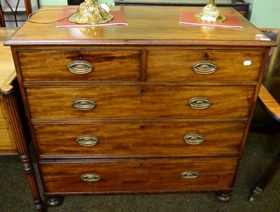 Lot 1329 - Late George III mahogany five drawer straight fronted chest of drawers