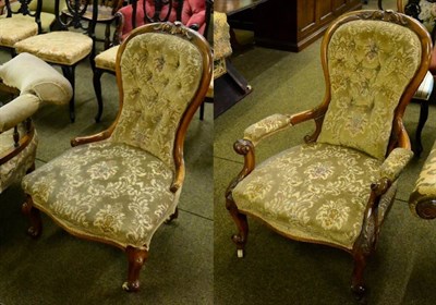 Lot 1343 - Two late Victorian carved mahogany bedroom chairs