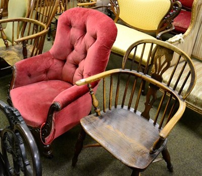 Lot 1346 - A 19th century Windsor armchair with spindle back and central splat