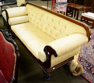 Lot 1356 - A 19th century scroll-ended mahogany framed settee