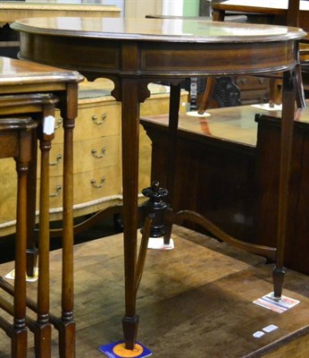 Lot 1374 - An Edwardian mahogany inlaid centre table; a 19th century carver; two inlaid dining chairs; and...