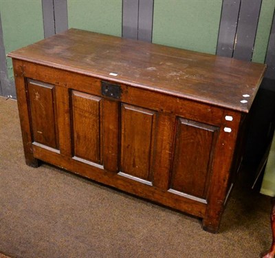 Lot 1391 - A 19th century panelled oak blanket box