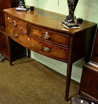 Lot 1394 - George III mahogany bow front sideboard of small proportions