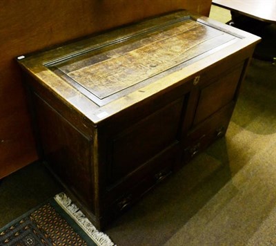 Lot 1404 - An 18th century and later oak mule chest