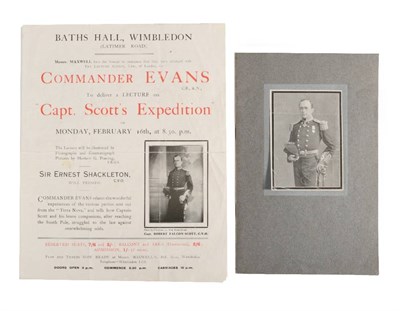 Lot 167 - Evans (Edward, Cdr.) Souvenir of Lecture: 'The British Antarctic Expedition, 1910-1913' …, printed