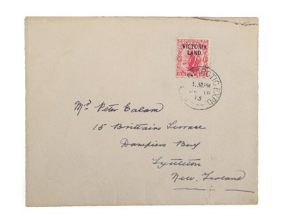 Lot 197 - Scott Antarctic Expedition Postal Cover New Zealand 1d carmine postage stamp on envelope...