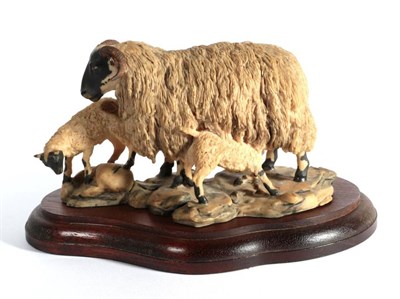 Lot 5 - ^ Border Fine Arts 'Blackfaced Ewe and Lambs' (Style One), model No. L25 by Mairi Laing Hunt,...