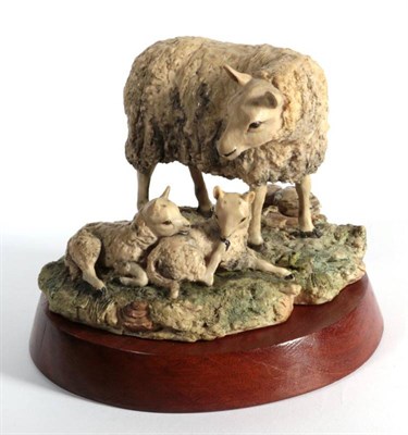 Lot 13 - ^ Border Fine Arts 'Cheviot Ewe and Lambs', model No. unknown by Mairi Laing Hunt, limited...