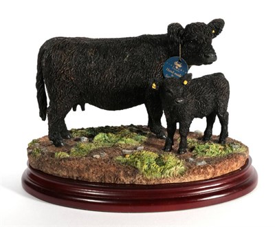 Lot 15 - ^ Border Fine Arts 'Galloway Cow & Calf', model No. B1260A by Kirsty Armstrong, limited edition...