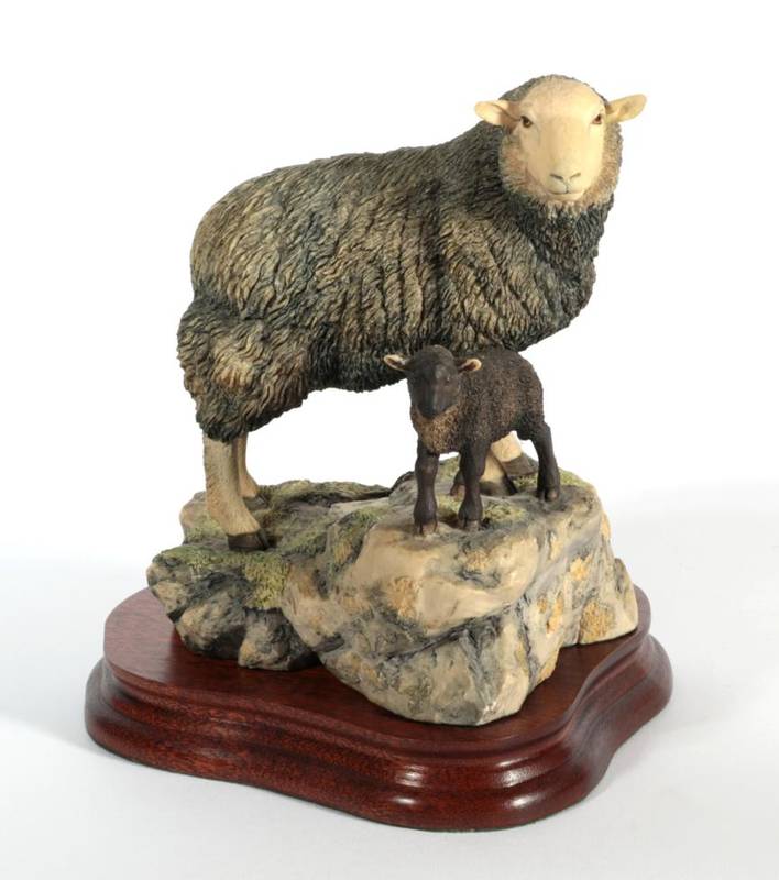 Lot 16 - ^ Border Fine Arts 'Herdwick Ewe and Lamb' (Style One), model No. L79 by Ray Ayres, limited edition