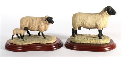 Lot 25 - ^ Border Fine Arts 'Suffolk Ewe and Lamb', model No. 119 by Ray Ayres, on wood base, with box...