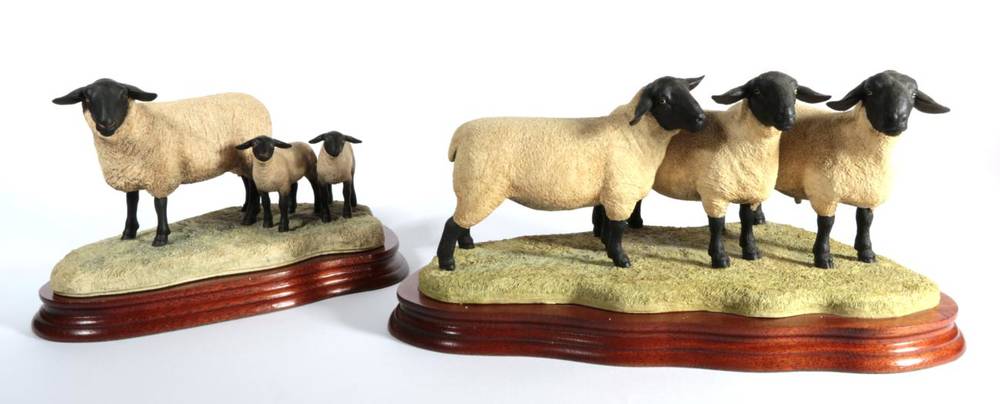 Lot 26 - ^ Border Fine Arts 'Suffolk Ewe and Lambs' (Style One), model No. L87 by Ray Ayres, limited edition