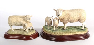 Lot 29 - ^ Border Fine Arts 'Texel Ewe and Lambs' (Style Four), model No. B1054 by Ray Ayres, limited...