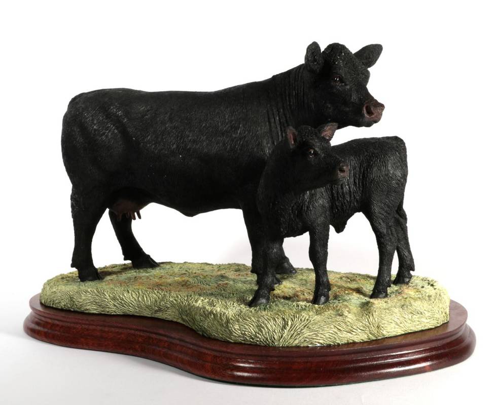 Lot 38 - Border Fine Arts 'Aberdeen Angus Cow and Calf' (Style Three), model No. B0807 by Jack Crewdson,...