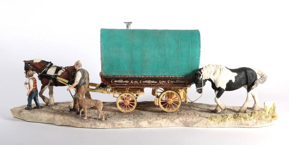 Lot 41 - Border Fine Arts 'Arriving at Appleby Fair' (Bow Top Wagon and Family), model No. B0402 by Ray...