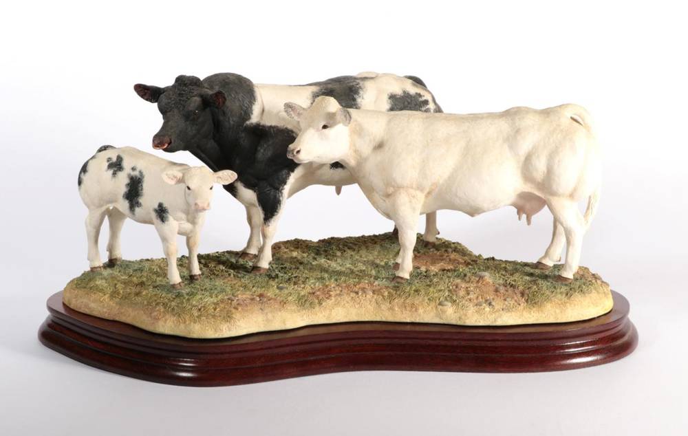Lot 43 - Border Fine Arts 'Belgian Blue Family Group', model No. B0771 by Kirsty Armstrong, limited...