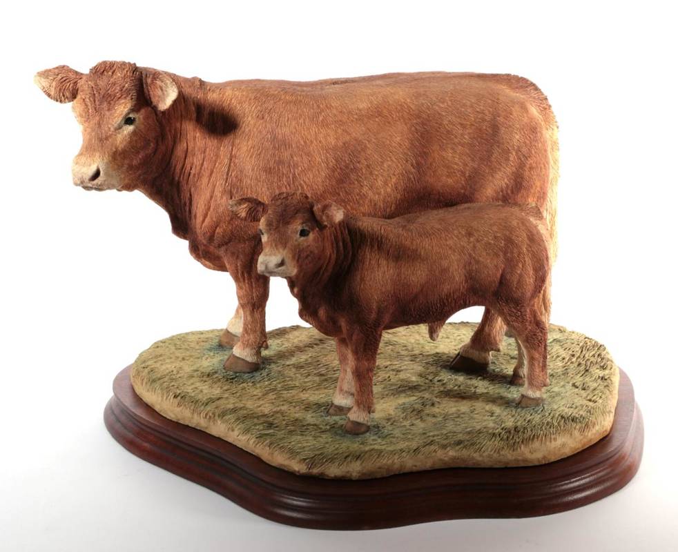 Lot 76 - Border Fine Arts 'Limousin Cow and Calf' (Style Two), model No. B0657 by Jack Crewdson, limited...