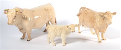Lot 121 - Beswick Cattle Comprising: Charlolais Bull, model No. 2463A, Charolais Cow, model No. 3075A and...