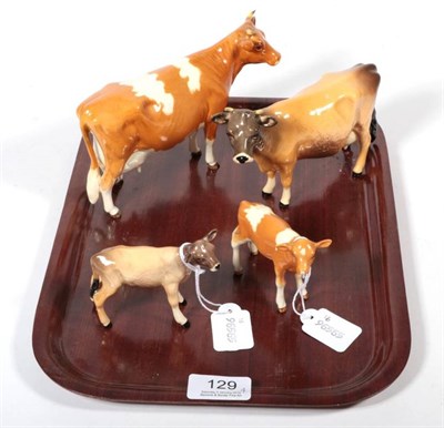 Lot 129 - Beswick Cattle Comprising: Jersey Cow Ch. ''Newton Tinkle'', model No. 1345 and Jersey Calf,...