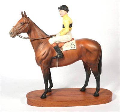 Lot 131 - Beswick Connoisseur Horse Arkle - Pat Taaffe Up, model No. 2084, bay matt, on wooden plinth,...