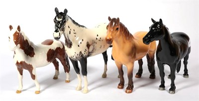 Lot 145 - Beswick Horses Comprising: Appaloosa Stallion, model No. A1772, Pinto Pony, model No. 1373,...