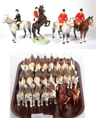 Lot 146 - Beswick Hunting Group Comprising: Huntsman (Style Two, Standing), model No. 1501, grey gloss;...