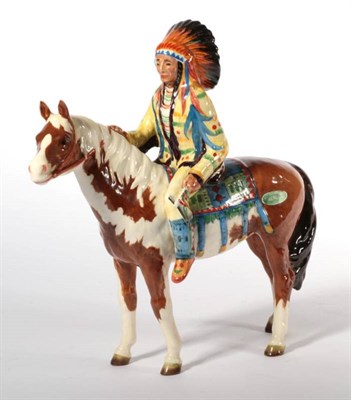 Lot 155 - Beswick Mounted Indian, model No. 1391, skewbald gloss
