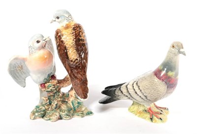 Lot 164 - Beswick Turtle Doves, model No. 1022, browns, pale blue and pink gloss; together with Pigeon, First