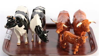 Lot 178 - Border Fine Arts Pottery Company Cattle including 'Friesian Bull', model No. A8766, 'Holstein...