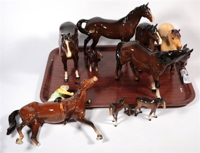 Lot 187 - Beswick Horses Including: Welsh Cob (Standing), model No. 1793, brown gloss, Highland Pony...