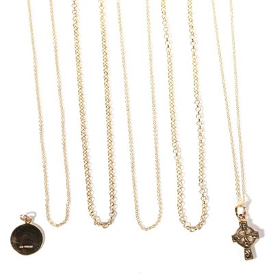 Lot 207 - A 9 carat gold Celtic cross pendant on chain, a 9 carat gold St. Christopher pendant with...