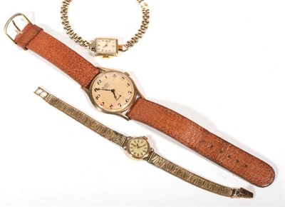 Lot 237 - Lady's 9 carat gold cased Omega wrist watch, on integral 9 carat gold textured bracelet strap,...