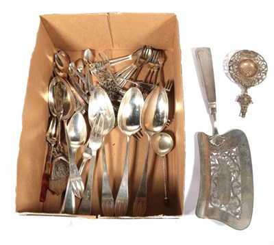 Lot 308 - A quantity of assorted Dutch silver flatware, to include: a fish slice with pierced blade; sets...