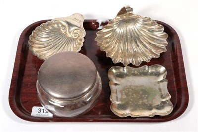 Lot 319 - ~ A Victorian silver shell-shaped dish, London 1887; with another later example, Chester, 1913;...