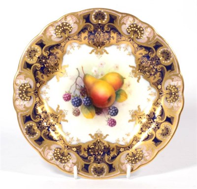 Lot 344 - Royal Worcester gilt decorated fruit study plate signed A Shuck, 22.5cm diameter