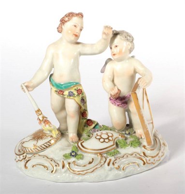 Lot 373 - A late 19th century Meissen classical figure group, 14cm