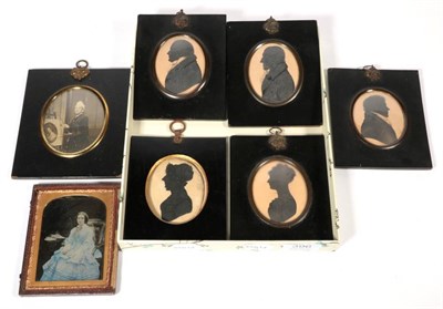 Lot 396 - Five silhouette portraits; a photographic print of a Victorian lady and a Daguerreotype