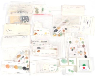 Lot 398 - A quantity of loose stones Jade Cabochons, including green, brown and other colours