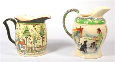 Lot 410 - A Royal Doulton sampler pattern jug and a Royal Doulton ''ILKLA MOOR'' musical jug (2)