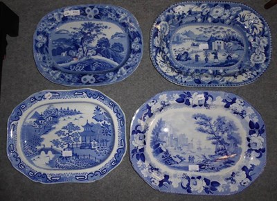 Lot 432 - Four 19th century blue and white meat plates