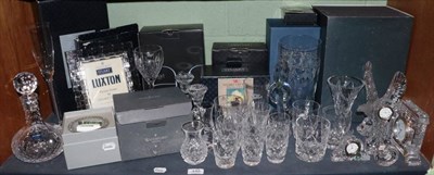 Lot 448 - A Collection of Stuart and Waterford Crystal items to include: table clocks, tumblers, a...