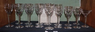 Lot 462 - A set of ten Jasper Conran Stuart Crystal Aura pattern large wine goblets, four further smaller...