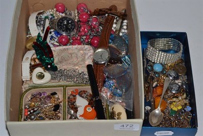 Lot 472 - A box of costume jewellery, watches etc