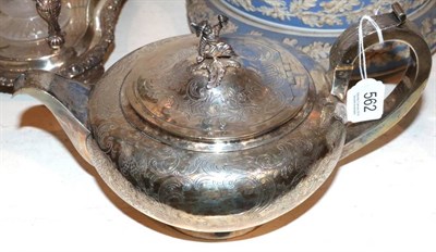 Lot 562 - ~ A George III silver teapot, by Robert Garrard, London, 1807, compressed circular form,...