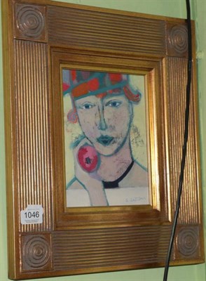 Lot 1046 - Giuliana Lazerini (Italian b. 1951) Girl and the apple, signed and dated 1999, oil on board,...