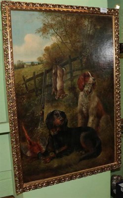 Lot 1053 - Charles Dudley (19th century) A Gordon setter and an English setter with dead game and a shotgun