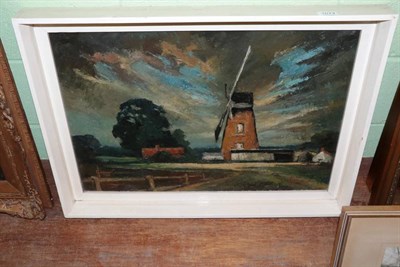 Lot 1074 - Leslie (20th century) Country landscape with windmill, signed Leslie 1962 and Chapman, oil on board