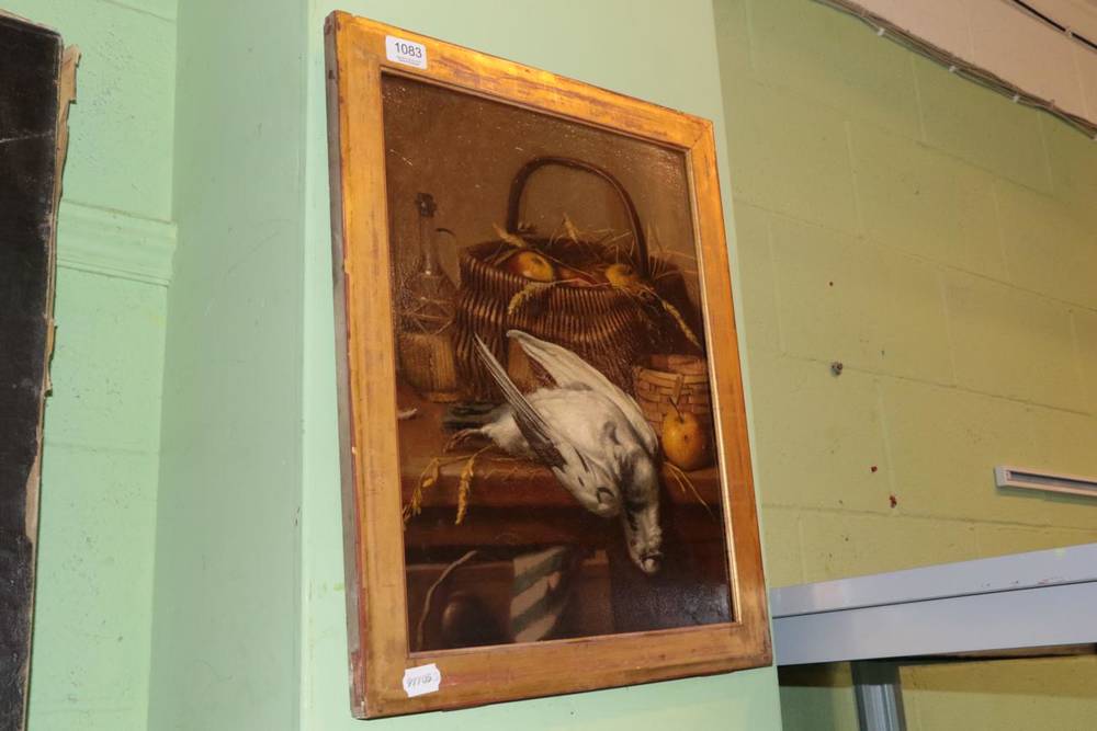 Lot 1083 - English School (late 19th century), Still life with dead gamebird, indistinctly signed, oil on...